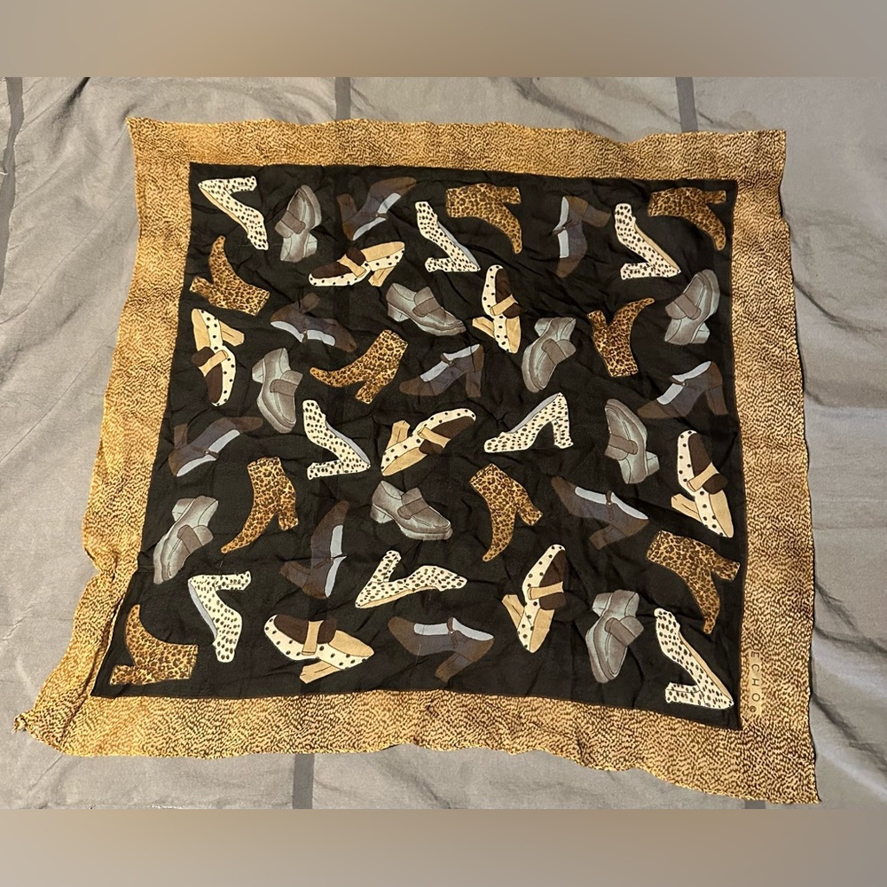 Echo 100% Silk Scarf Shoe Print